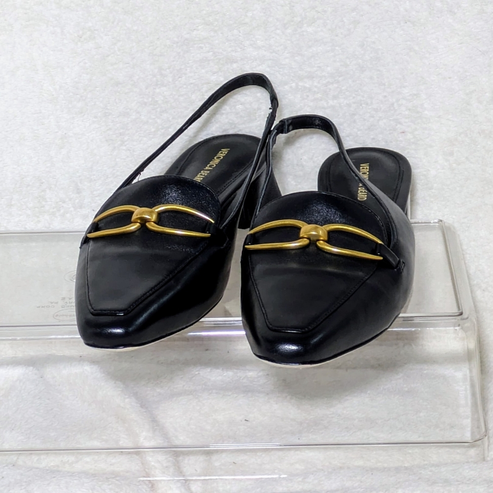 Women's Veronica Beard Casie Slingback Pump, Black, Gold Hardware, EUC 8M no box - Picture 5 of 14